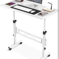 Small Standing Desk Adjustable Height, Mobile Stand Up Desk with Wheels, 32 Inch Portable Rolling Desks Computer Office Workstations for Walking Pad T