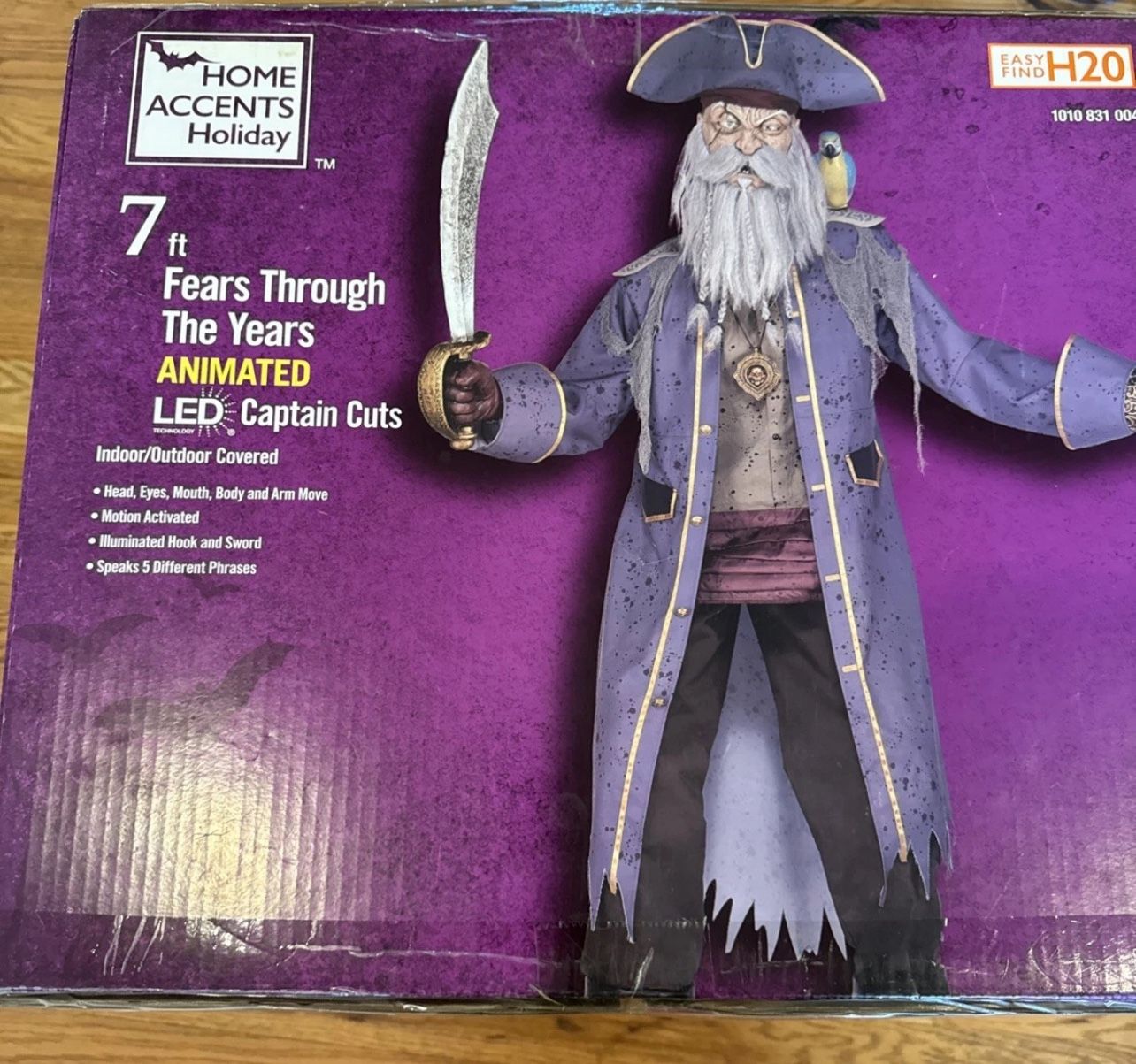 7' Animated LED CAPTAIN CUTS Servo PIRATE Halloween ANIMATRONIC HOME DEPOT New!