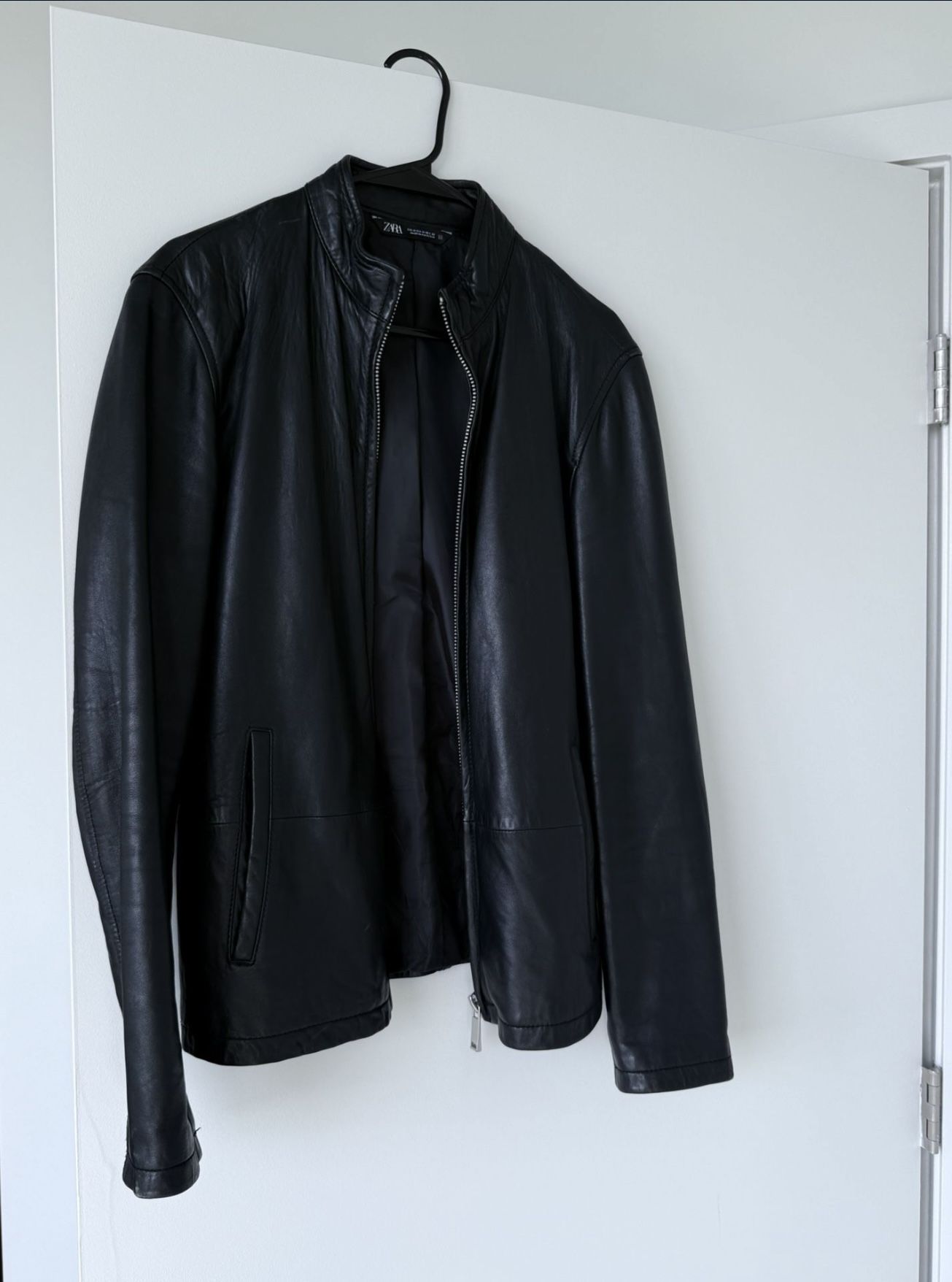 Zara Men’s Leather Jacket Black Size M Like New