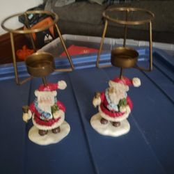 Vintage two Santa Claus candle holders both $6 bucks firm price pick up only 