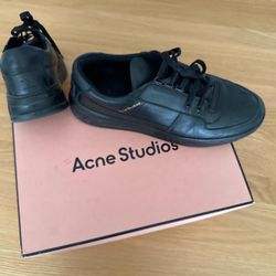 Black Acne Studios PEREY Lace Up leather trainers size 45 EU Black