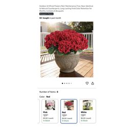 Brand new Outdoor Artificial Flowers Red - Contains 6 Bouquets