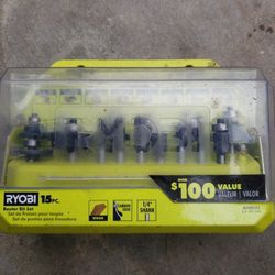 RYOBI  Shank Carbide Router Bit Set (15-Piece)  —