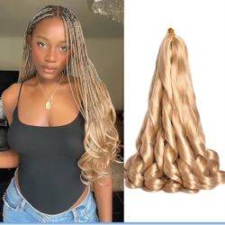 French Curly Braiding Hair 16 Inch 75g/Pack Bouncy Curly Braiding Hair Loose Wavy Braiding Hair Extensions Synthetic Hair Extensions for Black Women(1
