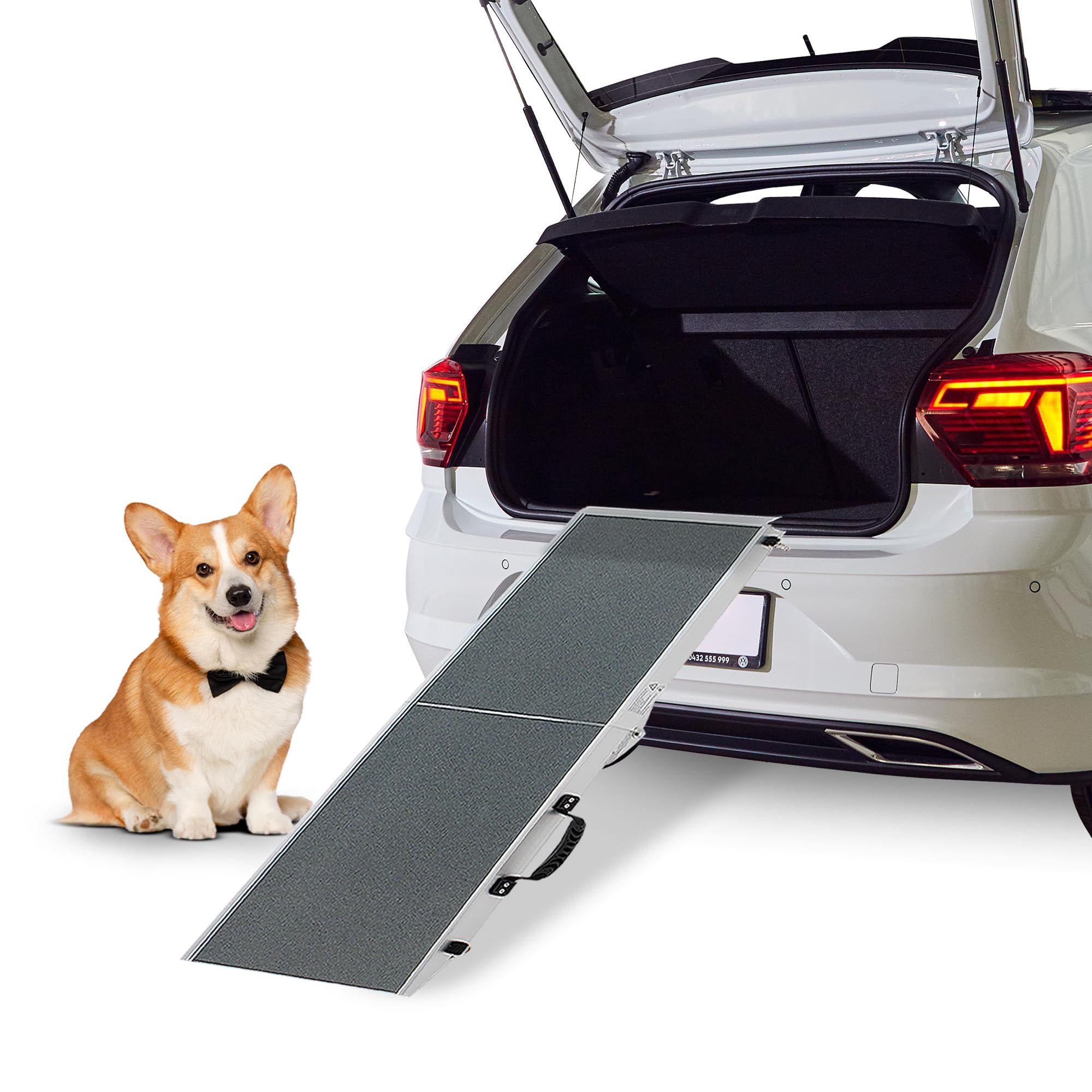 Panther Armor Foldable Aluminum Dog Ramp, Large Size, Foldable Pet Ramp for Car, Portable, Heavy-Duty Ramp for Small and Large Dogs up to 240lbs, Outd