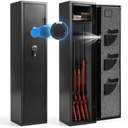 7-8 Gun Safe, Rifle Safe, Gun Safe for Rifles and Pistols, Gun Cabinet for Long Guns & Shotguns with Quick Dual-Access Security, Removable Storage She