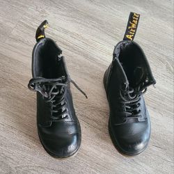 Dr. Doc Martens 1460 T Side Zip Boot Toddler US 10 UK9 Black Combat Boots Unisex