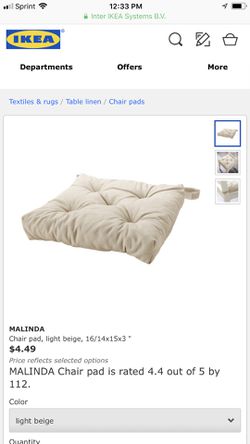 MALINDA Chair pad, light beige, 16/14x15x3 - IKEA