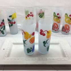 Vintage frosted glass beverage glasses. 