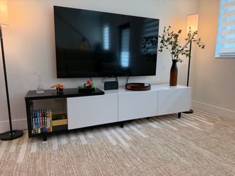 Tv stand black and White - Modern ,Stylish TV Stand TV Cabinet for 80+inch TV, White