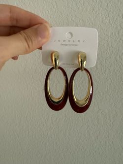 Women’s red & gold hooped dangle Earrings