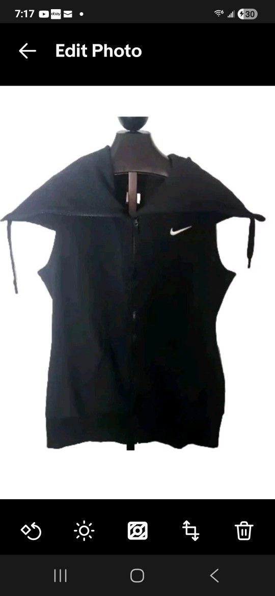 Nike Womens Size XL Vest Black High Zip-Up Athletic Vest Pockets Running Top