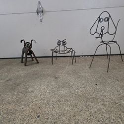 Handmade Recycled Metal Garden Patio Planters Dog & Crab
