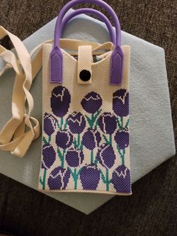 Mini Knit Tote Bag with Tulip Print