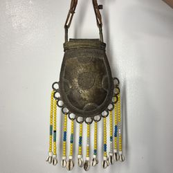 Antique Bronze Medicine Bag Beaded African Pouch