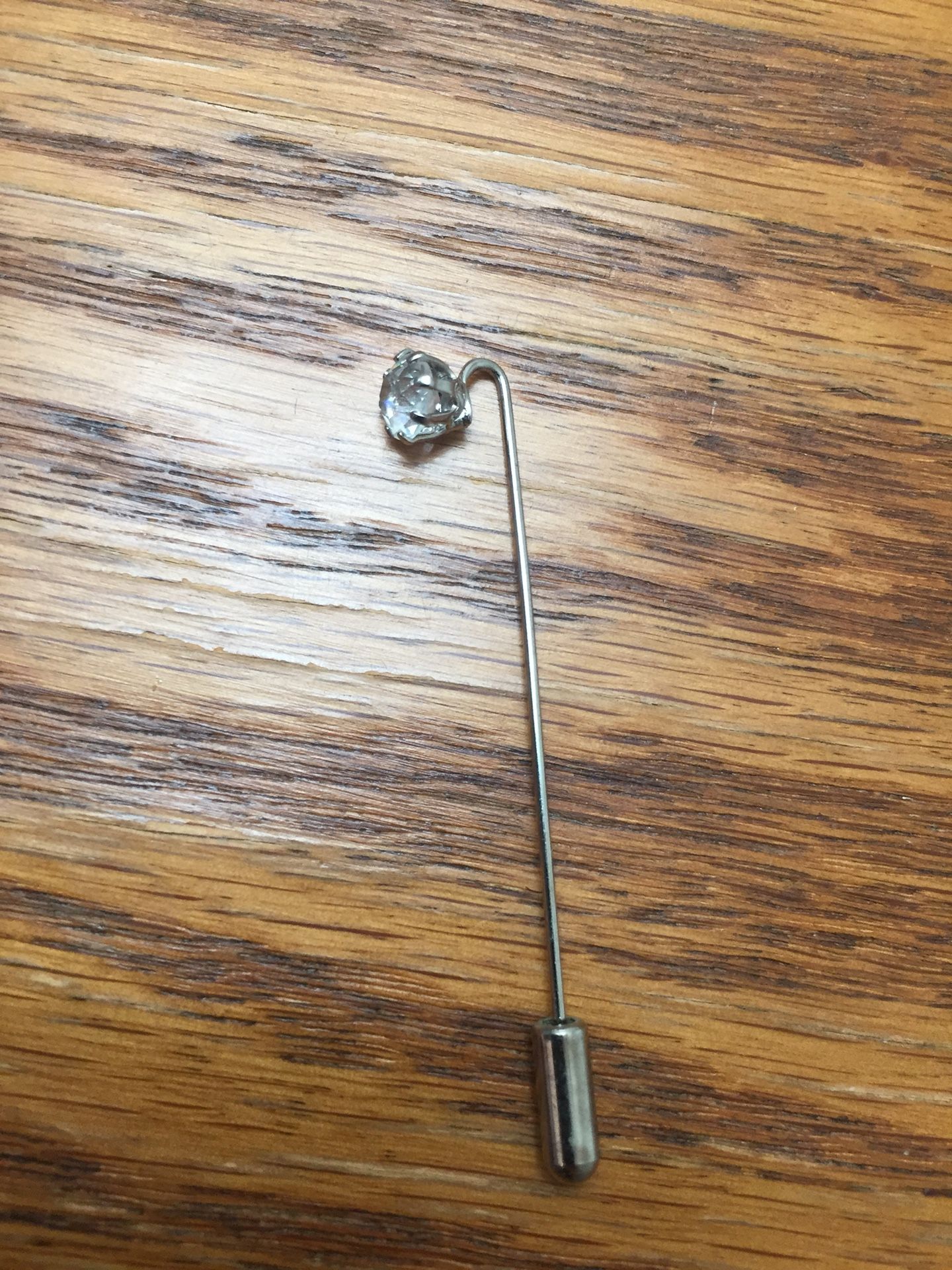 Vintage Rhinestone Silvertone Stick Pin