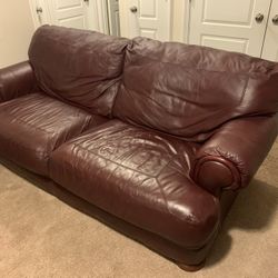 Brown Genuine Leather Couch And Love Seat (Price negotiable)