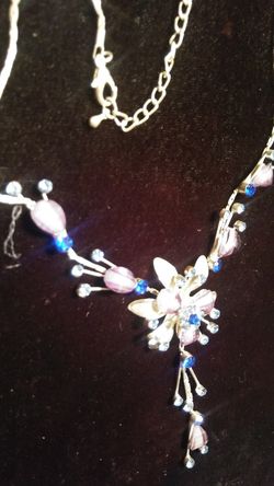 Vintage sterling silver glass crystal flowered necklace