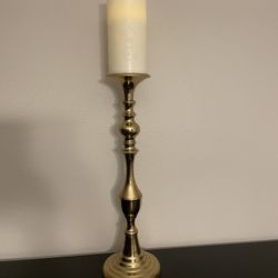 Gold Candle Holder with LED Wax Candle