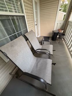 Like-New Outdoor Rocking Chair Set with Matching Footstools – $50 OBO