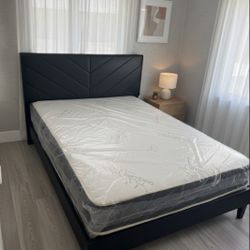 New QUEEN SIZE MATTRESS BED FRAME WITH MATTRESS NEW BEDROOM FURNITURE SET 
