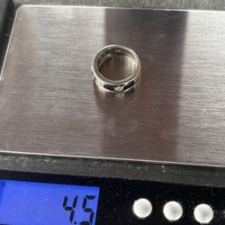 JWBR Sterling Silver Black Enamel Diamond Flower Band Ring