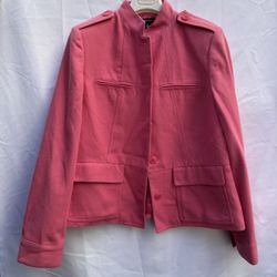 Ellen Tracy Size 10 pink blazer jacket has hidden buttons fully lined