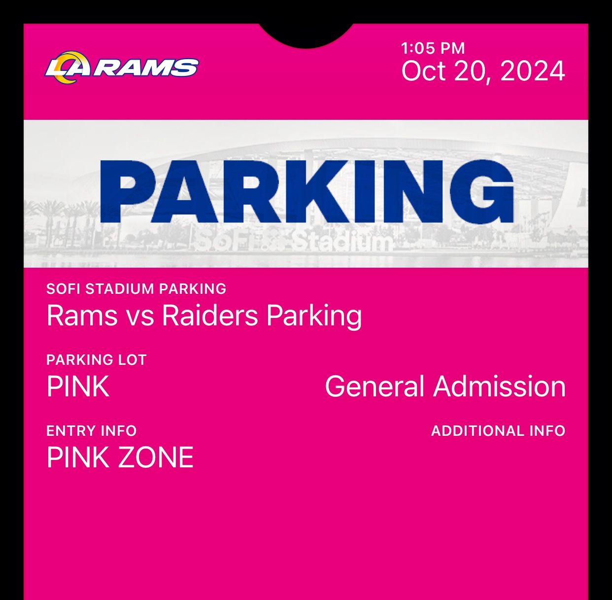 RAMS Vs Raiders Parking Pink Lot for Sale in Chino Hills, CA OfferUp