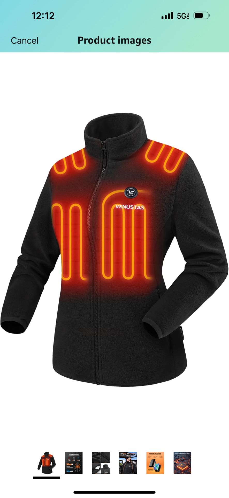 Venustas Women's Fleece Heated Jacket with Battery Pack, Soft Lightweight Heating Coat, Durable YKK Zipper
