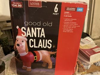 Santa Dog Inflatable. 6ft And 3 LED Light Bulbs