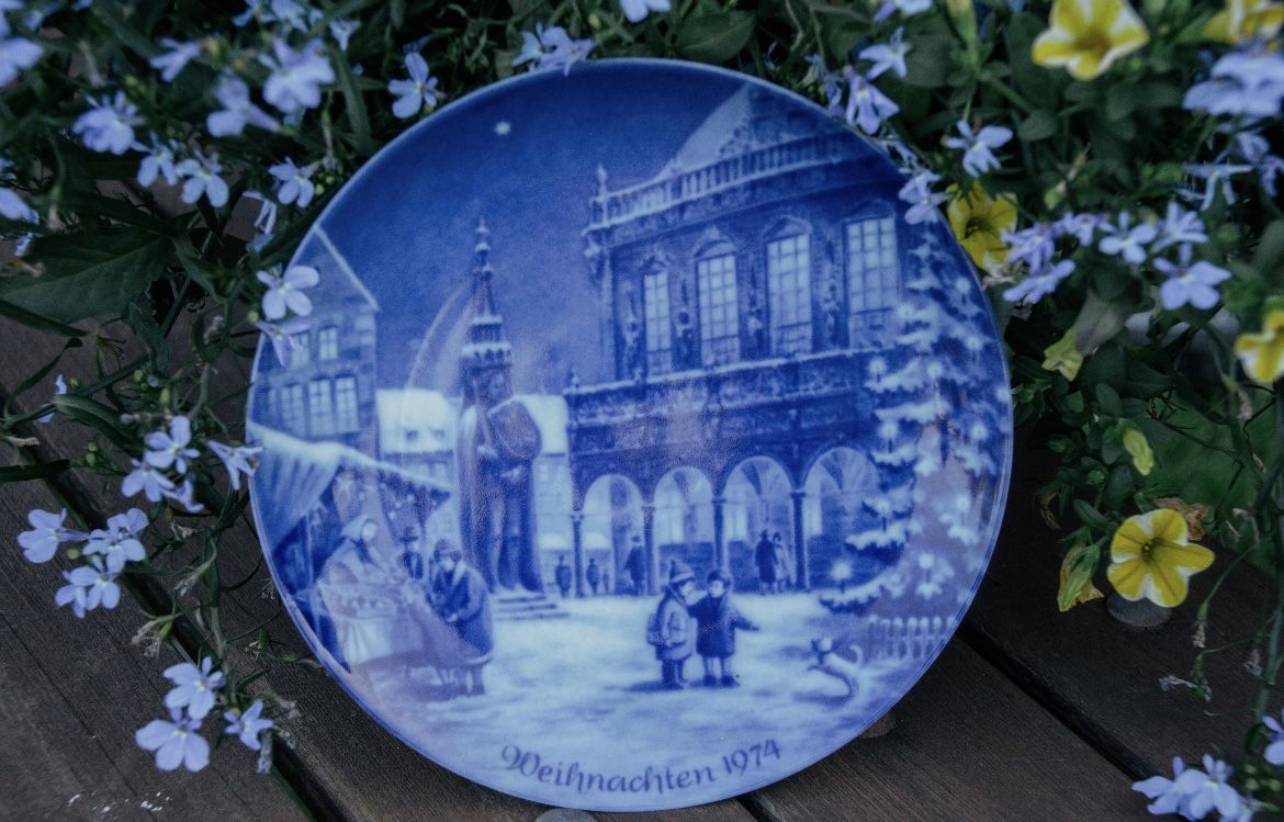 Vintage Berlin design plate 1974 - Christmas plate 1974 - Christmas in Bremen