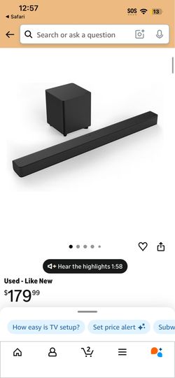 Vizio sound bar and subwoofer home theater