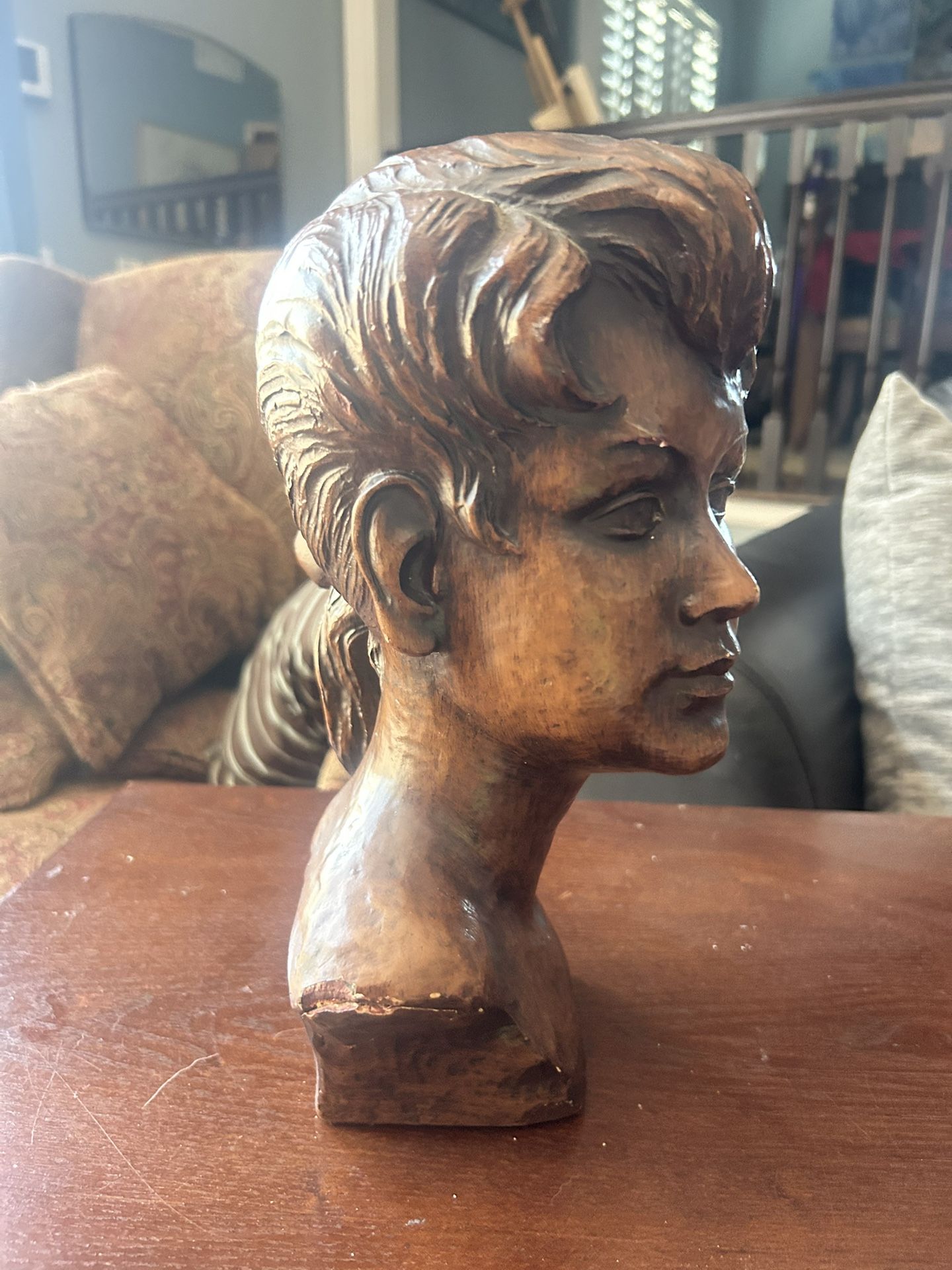 Vintage Dutch Girl Bust Head Ornament Statue Cast Reproduction Resin Statue Display c1960