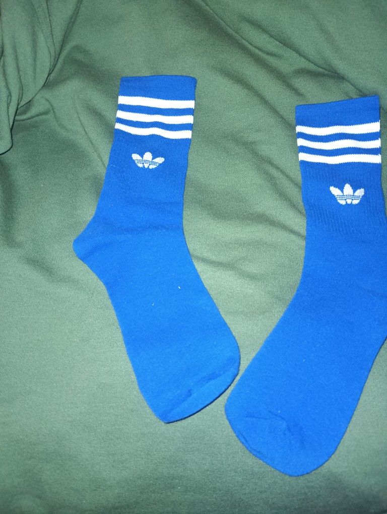 Adidas Socks Blue With White Stripes