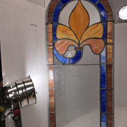 Stained Glass Panel Featuring A Fleur-de-lis Design 