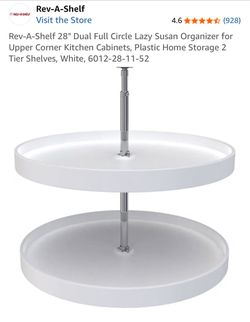 28” Rev-A-Shelf Dual Full Circle Lazy Susan – 2 Tier – White – New