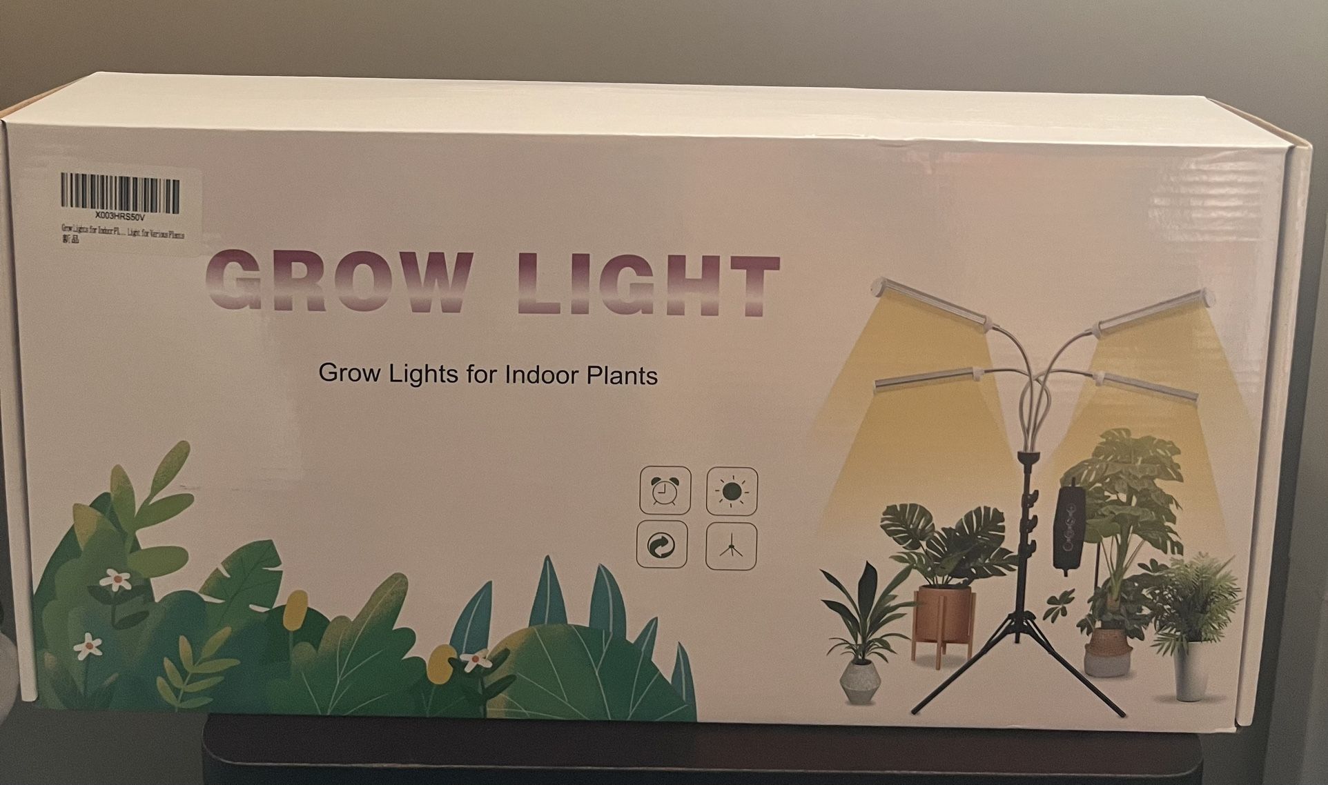 GHodec Grow Light with Stand, 80 LED 5500K Full Spectrum Floor Plant for Indoor Plants Growing