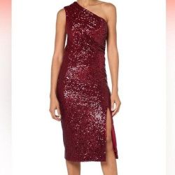 NWT Dress The Population Red Sequin One Shoulder Dress XXS