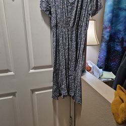 Blue And White Dress With Small Floral Design