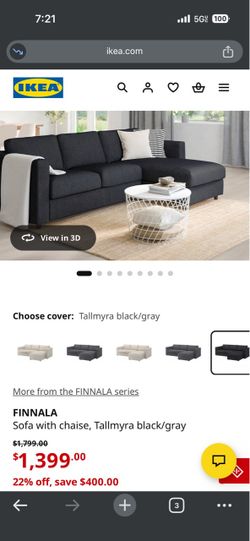 IKEA FINNALA Sofa with Chaise