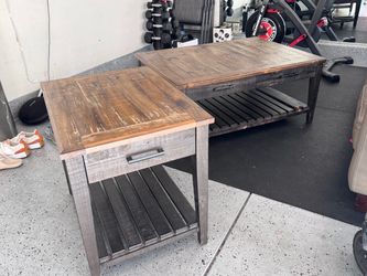 Rustic Wood Coffee Table and End Table Set