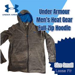 Under Armour Heat-Gear Loose Fit Performance Full Zip Hoody, Size Small (Gray) 