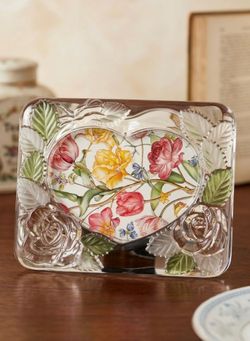 Cottage core Crystal Heart Rose Picture Frame Botanical Design