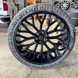 24x10 Gloss Black Offroad Wheel and Tire Package!-WE FINANCE