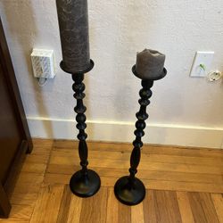 2 Standing Wrought Iron Black Candles holder 