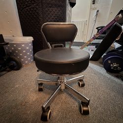 Zenny rolling stool with backrest