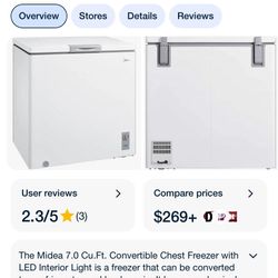 Midea 7.0 Cu. Ft. Convertible Chest Freezer / Fridge - Works Great!