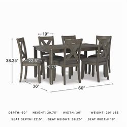Dining table with six chairs