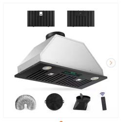 Tylza 30 in. 900 CFM Convertible Ductless to Ducted Insert Range Hood in Black with A Charcoal Filter and 2 3-Watt LEDS