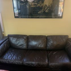 Brown leather couch